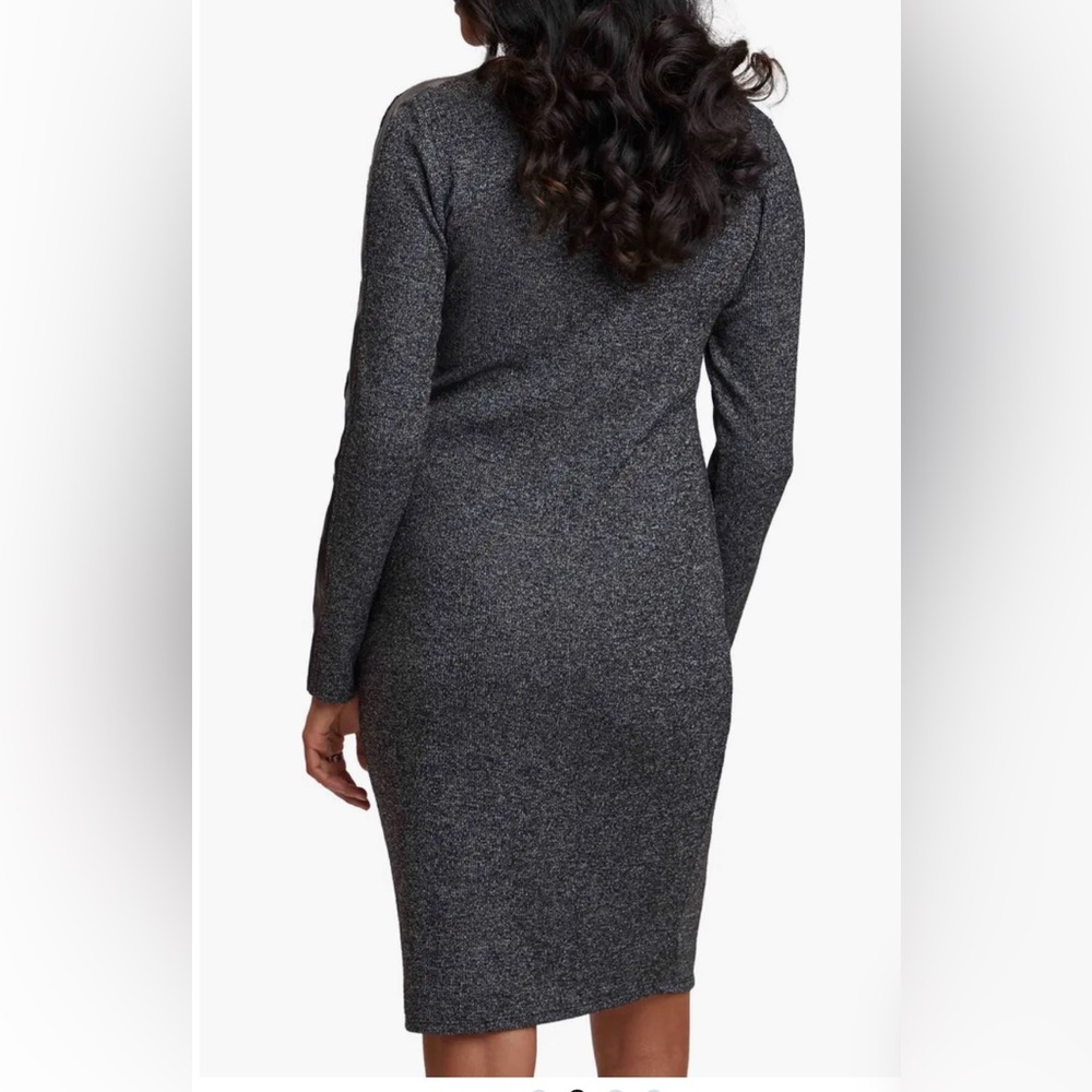NWT New Stowaway Collection long sleeve Faux Suede Trim midi dress Maternity L - Picture 4 of 12
